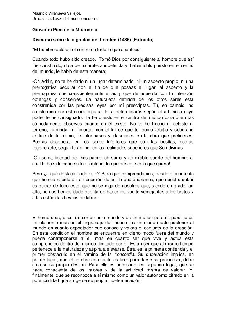 la dignidad del hombre giovanni pico della mirandola